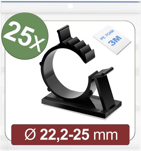 Quadrios 24CA454 úchytka samolepicí 24CA454 Průměr kabelového svazku (rozsah) 22.2 do 25 mm černá 25 ks