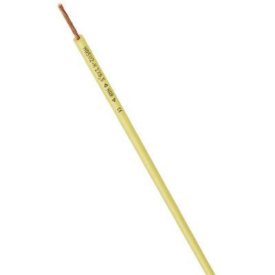 Žlutý elektrický kabel s měděným vodičem s nápisem "H05V-K 1x1,5" a "HAR".