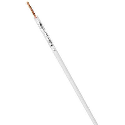 Bílý elektrický kabel s vytištěným textem 'H05V2-K 2.5 2x9S 5 04RP'. Na jednom konci je viditelný měděný vodič.