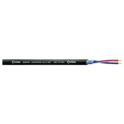 Kabel 'CODIAL Cat.6A U/FTP 23 AWG', černý, zobrazuje vnitřní párové vodiče v modré, červené, bílé a černé barvě pro přenos dat.
