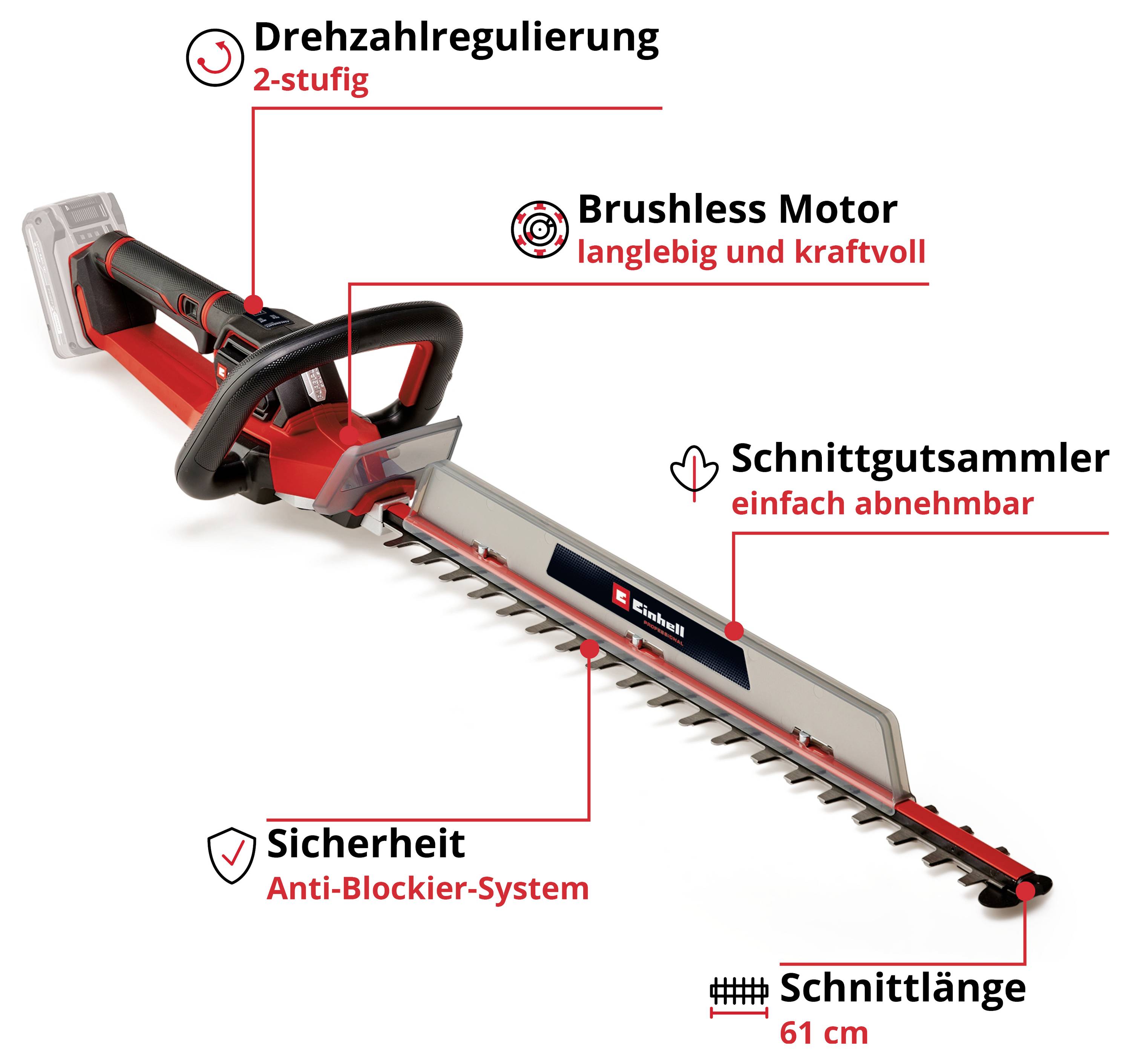 Einhell Professional Power X-Change GP-CH 18/61 Li BL-Solo akumulátor Aku nůžky na živý plot bez nabíječky, bez akumulát-2