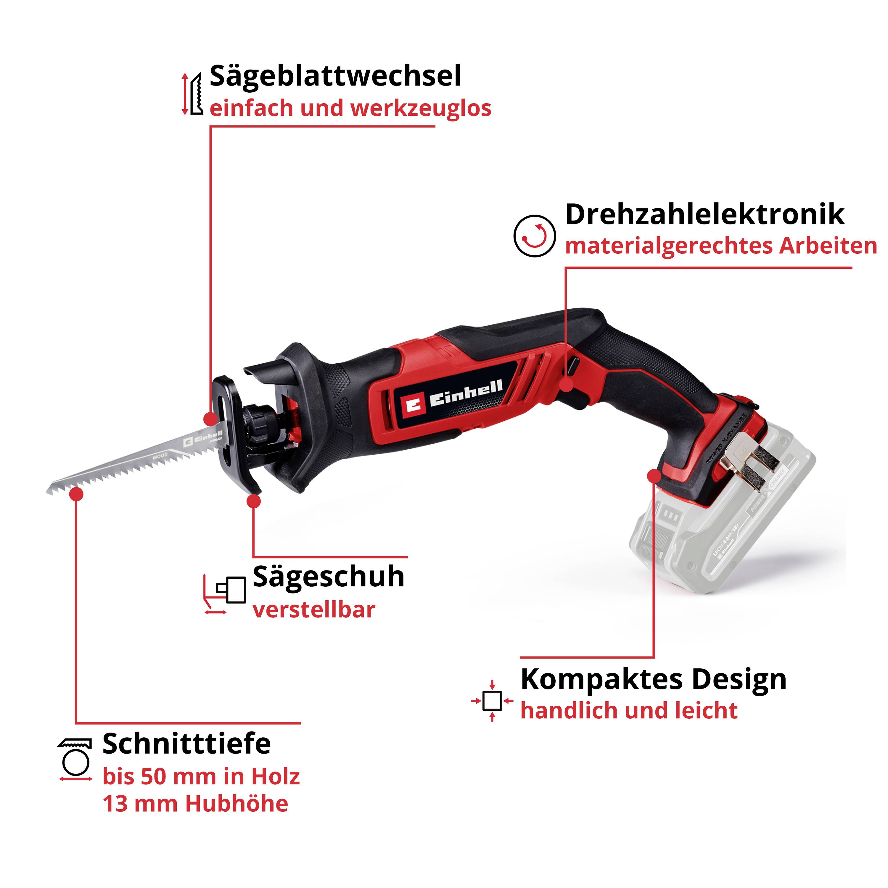 Přenosná pila s nastavitelnou základnou, beznástrojovou výměnou pilového listu, elektronikou regulace otáček a kompaktním, ergonomickým designem.