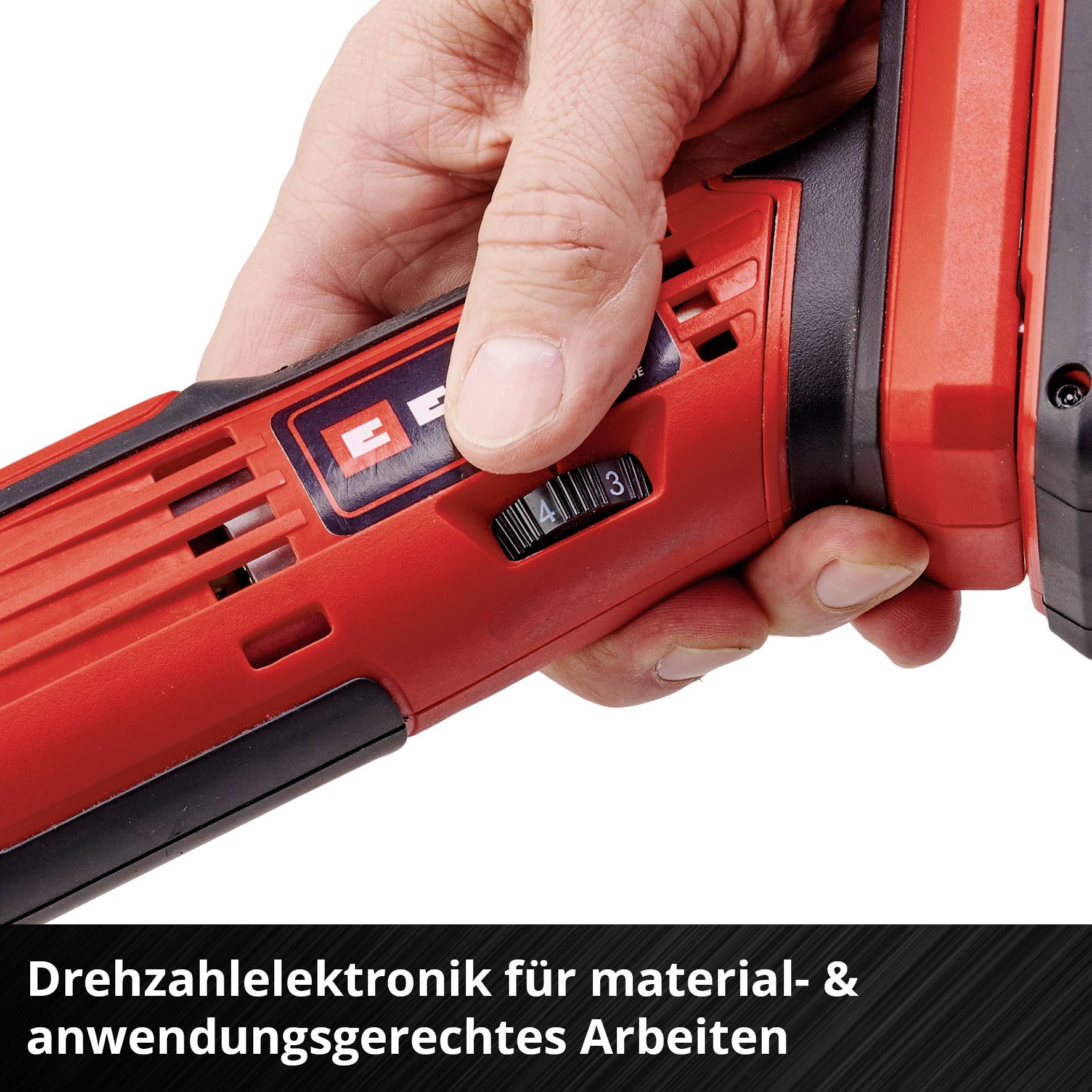 Červený šroubovák s elektronikou řízení otáček, vhodný pro práci odpovídající materiálu a aplikaci.