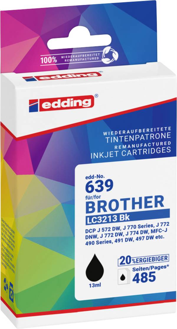 Edding Ink náhradní Brother LC-3213BK kompatibilní  černá EDD-639 18-639