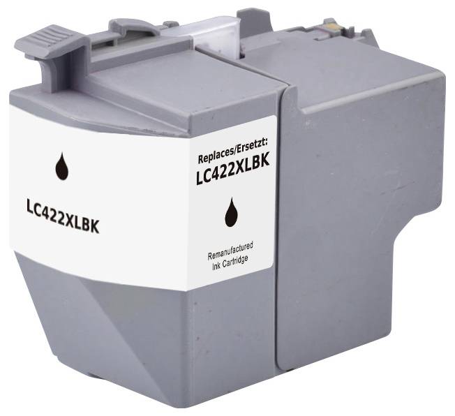 Šedý renovovaný inkoustový cartridge označený 'LC422XLBK', který nahrazuje model LC422XLBK.