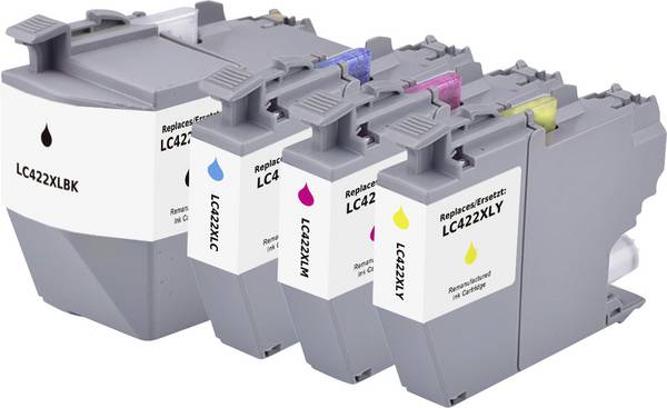 Renkforce Ink náhradní Brother LC-422XLVAL kompatibilní kombinované balení černá, azurová, purppurová, žlutá RF-BLC422XLBKCMY RF-6728536