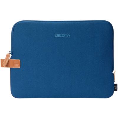 Modrá laptopová brašna Dicota se zipem, s koženými detaily na úchytech. Elegantní design, chrání notebooky při cestování.