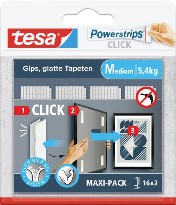 tesa Powerstrips CLICK  (d x š) 80 mm x 20 mm  Množství: 16 pár
