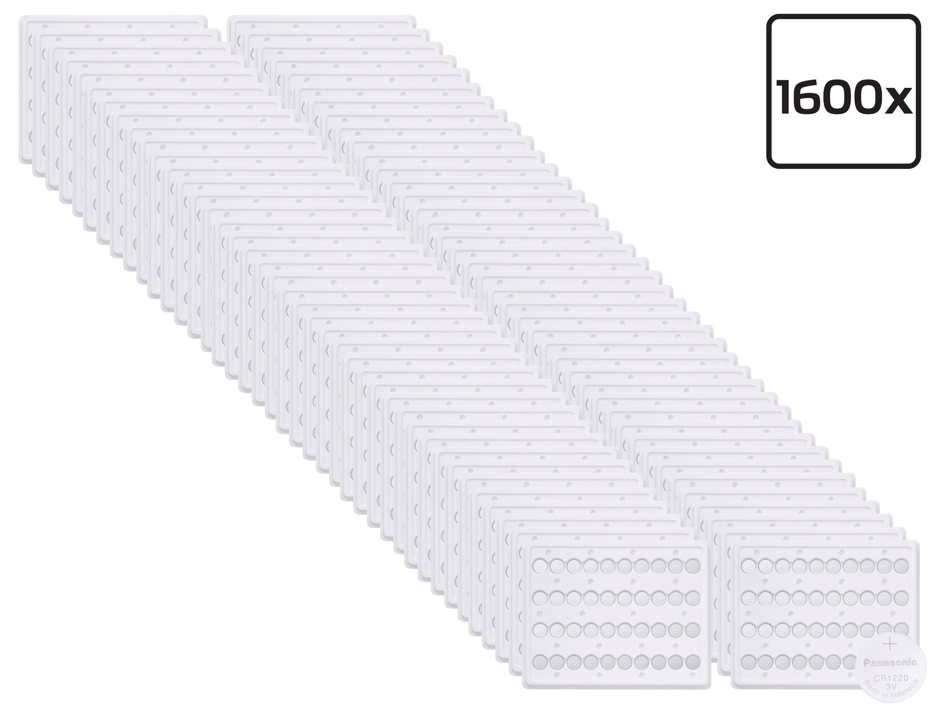 Hromada mnoha bílých stropních světelných panelů zobrazená diagonálně, označená "1600x" k označení množství nebo hodnocení jasu.