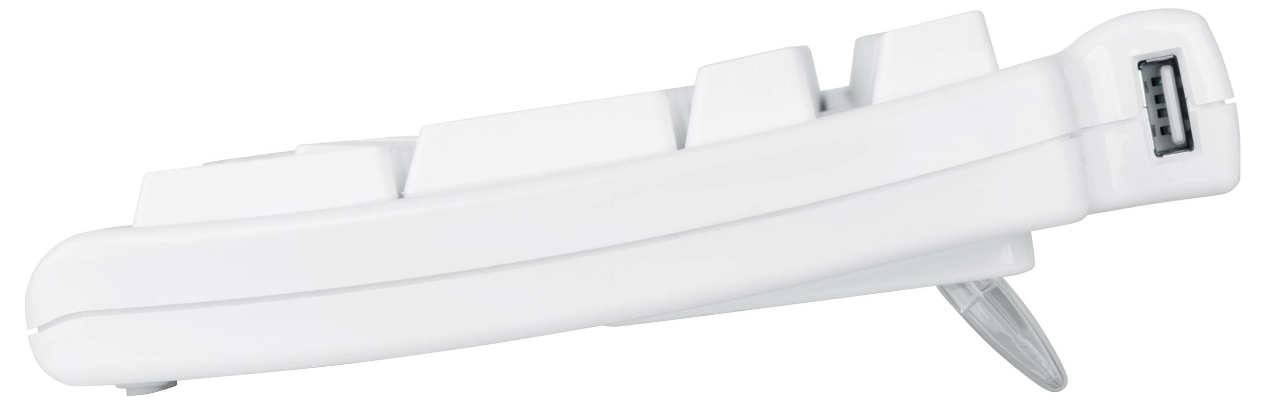 Matias FK302-DE Tactile Pro USB klávesnice německá, QWERTZ, Macintosh bílá USB hub, odnímatelný kabel-3