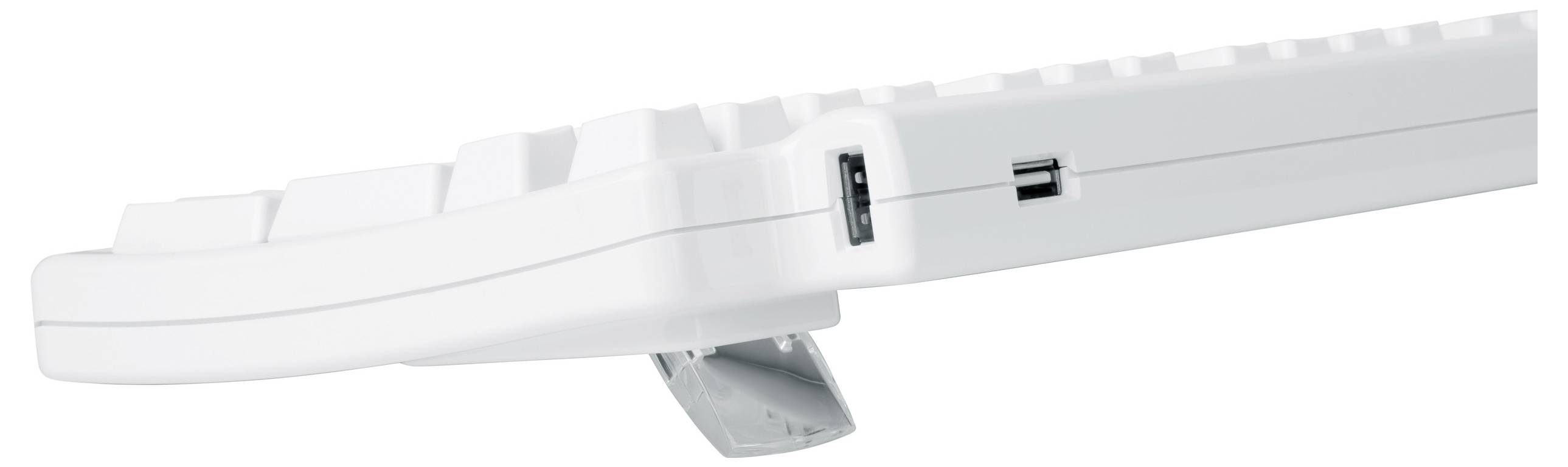 Matias FK302-DE Tactile Pro USB klávesnice německá, QWERTZ, Macintosh bílá USB hub, odnímatelný kabel-5