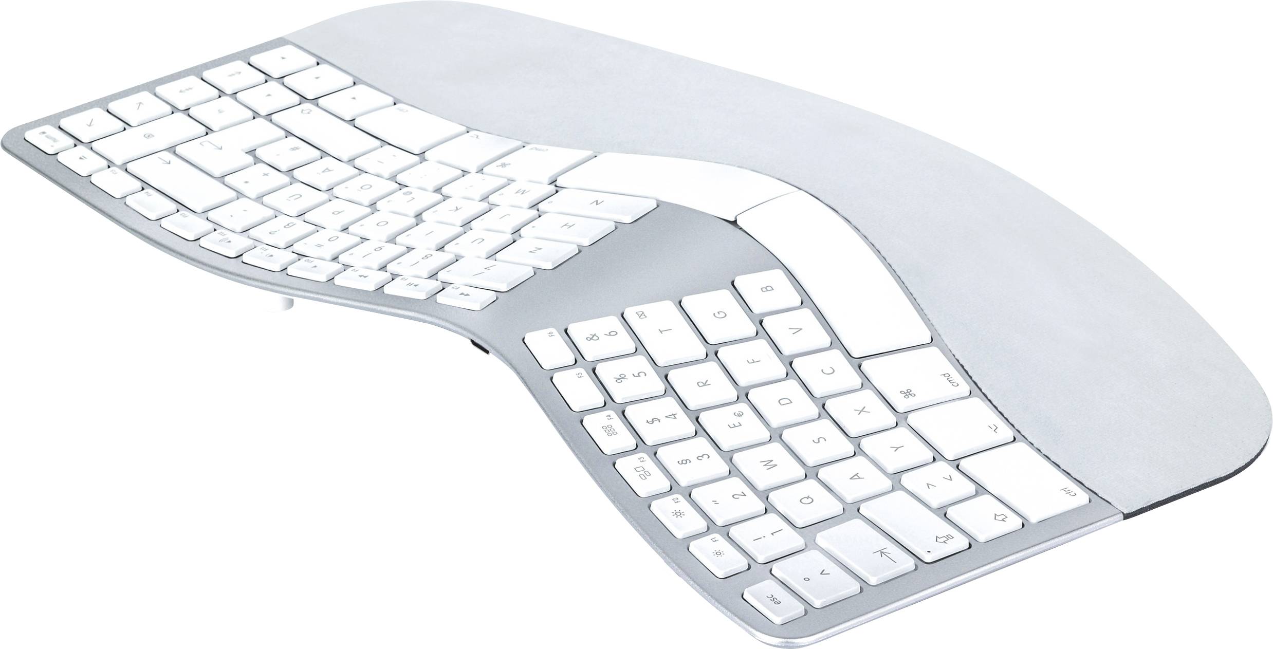 Matias FK413D-DE Sculpted Ergonomic Rechargeable Keyboard for Mac bezdrátový klávesnice německá, QWERTZ, Macintosh stříb-0