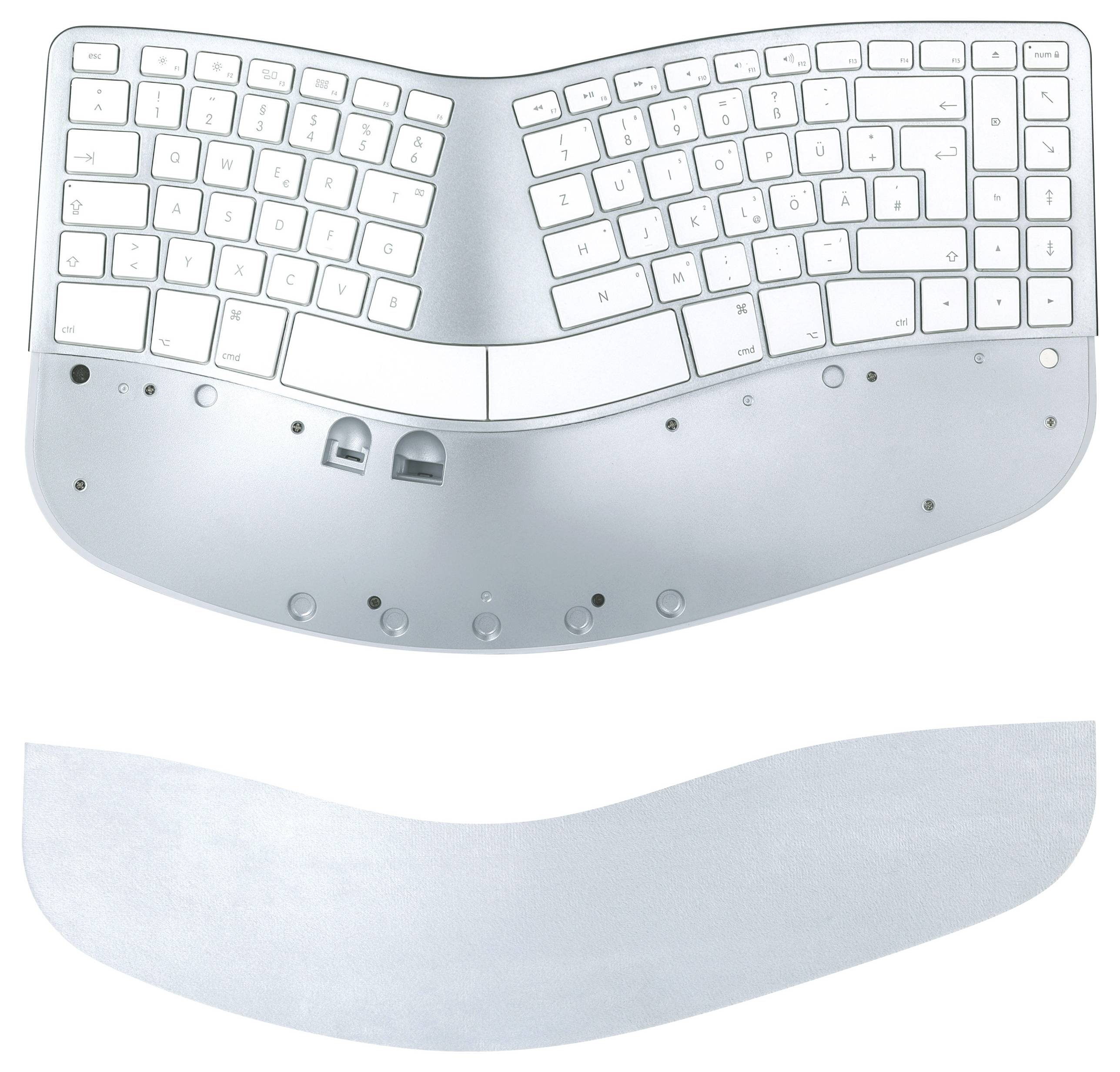 Matias FK413D-DE Sculpted Ergonomic Rechargeable Keyboard for Mac bezdrátový klávesnice německá, QWERTZ, Macintosh stříb-5