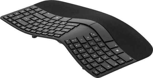 Matias FK413PCD-DE Sculpted Ergonomic Rechargeable Keyboard bezdrátový klávesnice německá, QWERTZ černá ergonomická