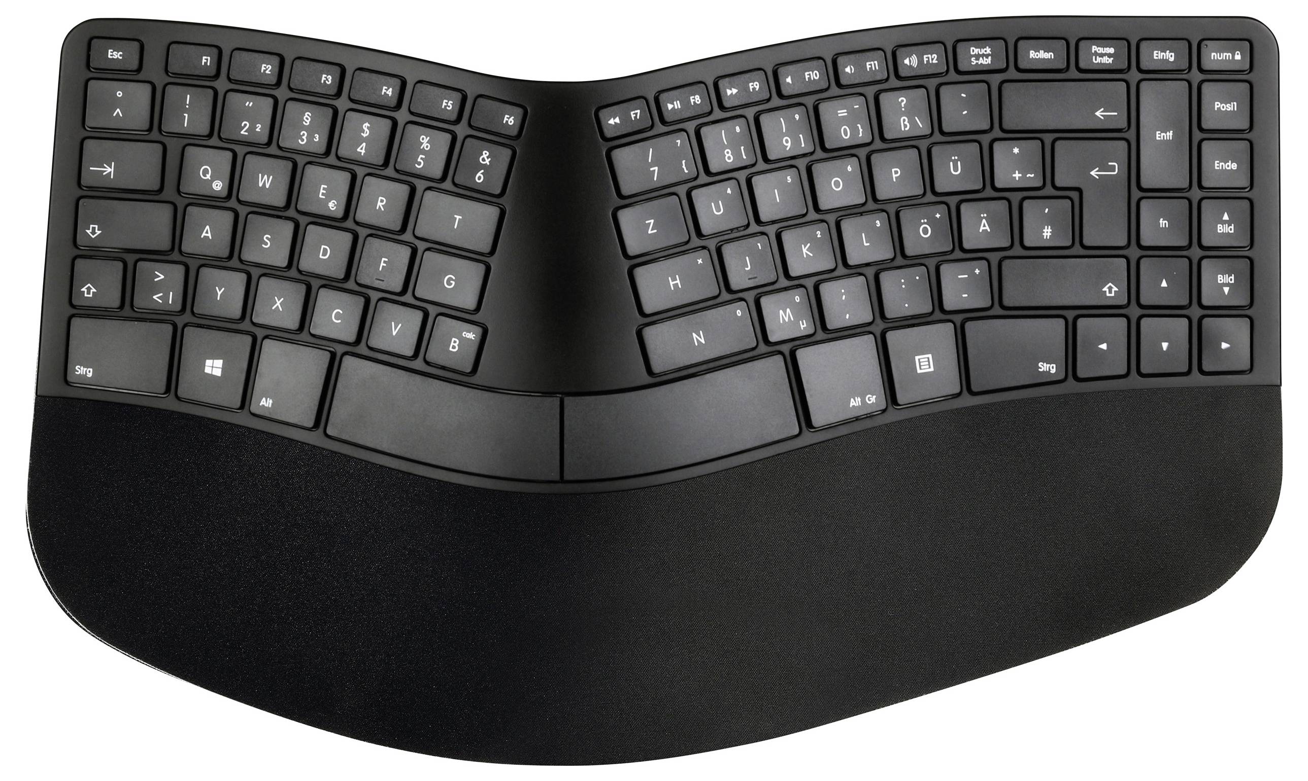 Matias FK413PCD-DE Sculpted Ergonomic Rechargeable Keyboard bezdrátový klávesnice německá, QWERTZ černá ergonomická-2
