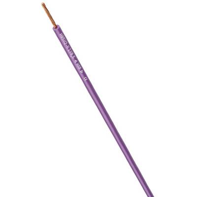 Fialový izolovaný měděný vodič, elektrické vedení, popis vodiče uvádí specifikace 'H05V-K 1x1.0 B-S 4WBD'.
