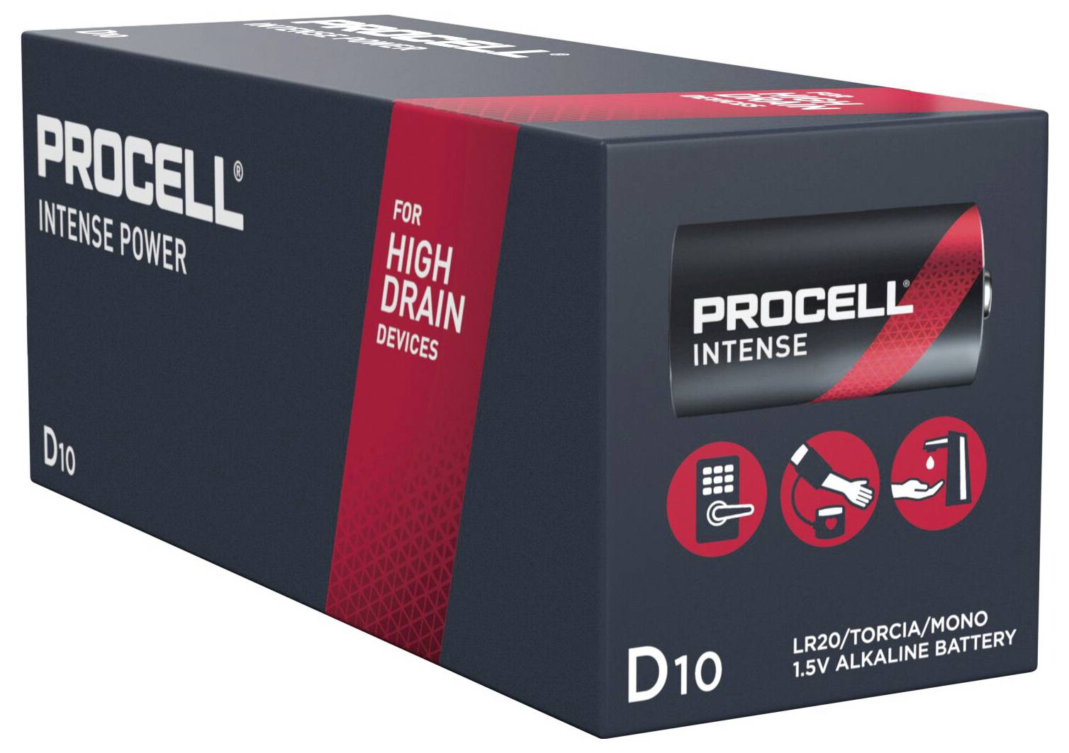 Bateriový pack 'Procell Intense Power', vhodný pro zařízení s vysokou spotřebou energie, typ LR20/Torcia/Mono, 1,5V alkalické.