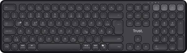 Trust Vaiya Bluetooth® klávesnice německá, QWERTZ černá nabíjecí