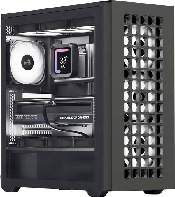 AeroCool D502A-G-BK-V1 midi tower PC skříň  černá