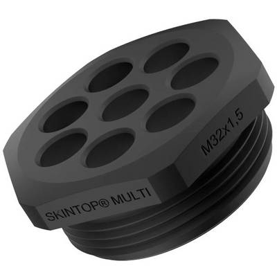 Černý kabelový průchodka s šesti otvory, označená 'SKINTOP® MULTI' a 'M32x1.5'.