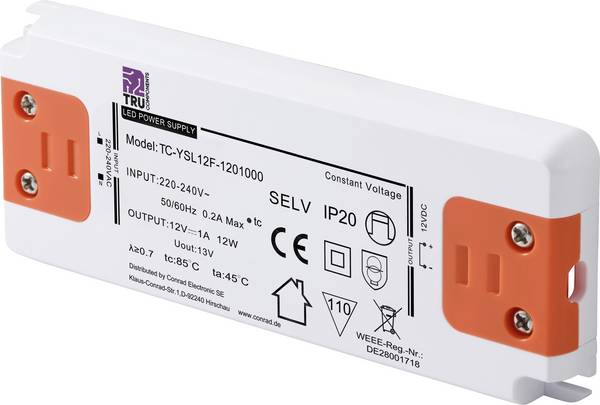 TRU COMPONENTS TC-YSL12F-1201000 napájecí zdroj pro LED  konstantní napětí 12 W 1.0 A 12 V/DC schválení nábytku , přepětí , montáž na nehořlavém povrchu  1 ks