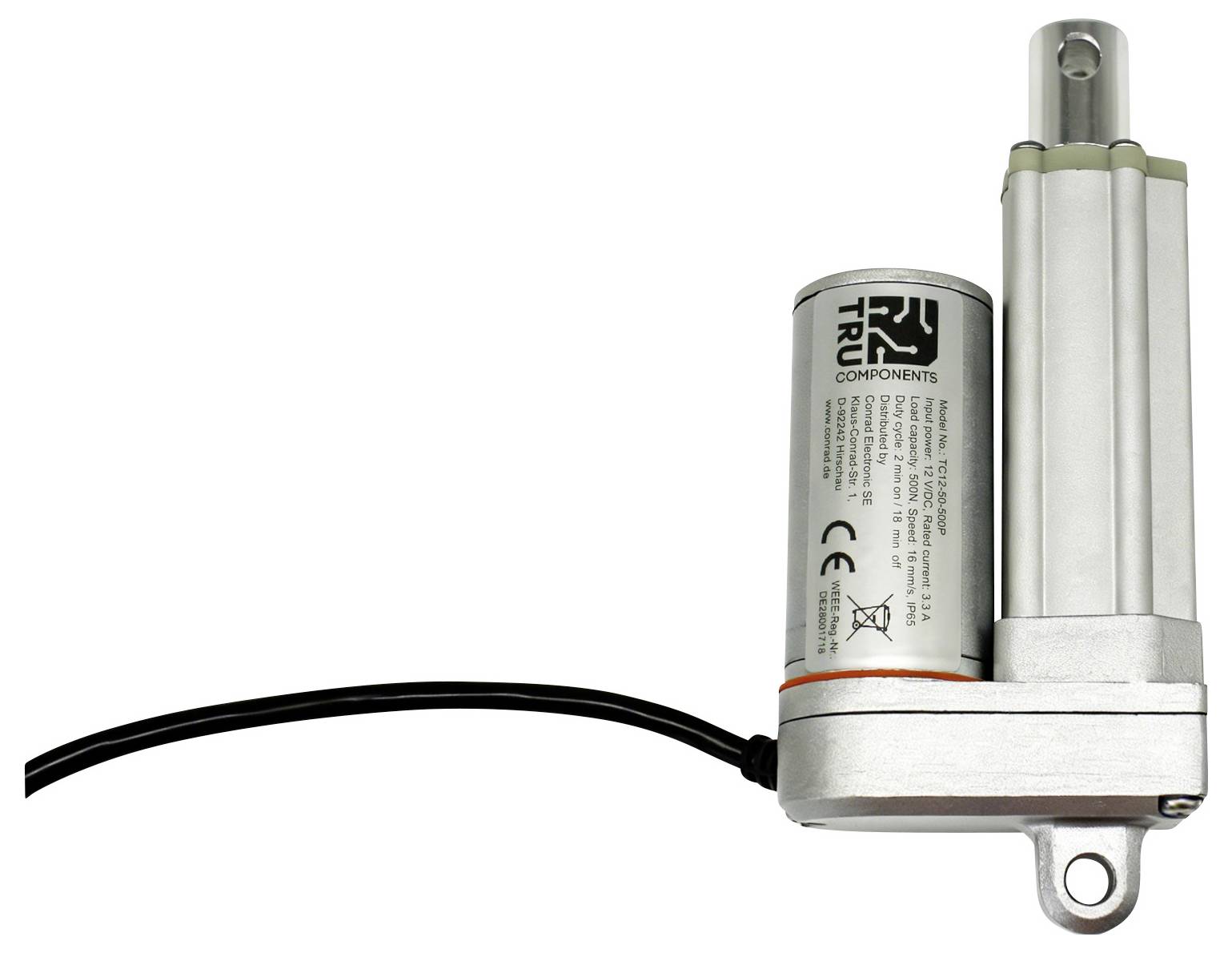 TRU COMPONENTS lineární servomotor TC12-50-500P TC-13492764 délka 50 mm Posuvná síla 500 N 12 V/DC 1 ks-3