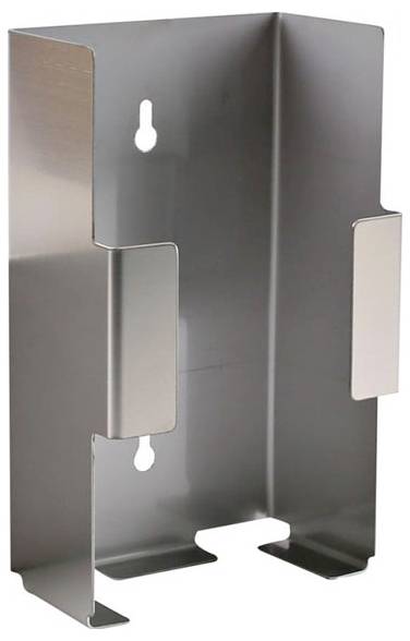 Kovový držák vhodný pro upevnění na stěnu se dvěma montážními otvory pro bezpečnou instalaci.