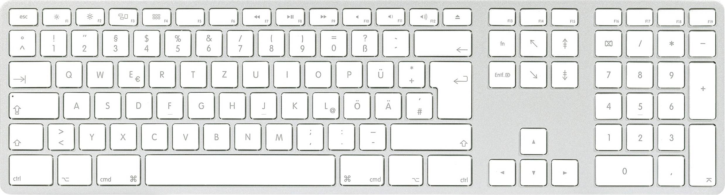 Matias FK416DCS-DE Wireless USB-C® Keyboard for Mac bezdrátový klávesnice německá, QWERTZ, Macintosh stříbrná-0