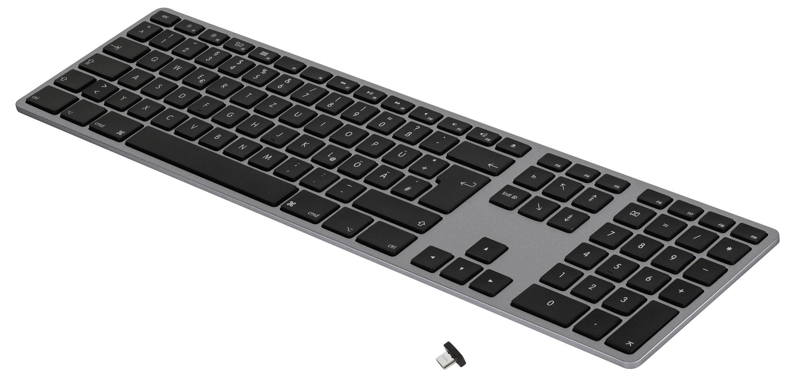 Matias FK418DCB-DE Wireless USB-C® Aluminum Keyboard for Mac bezdrátový klávesnice německá, QWERTZ, Macintosh Space Grau-1