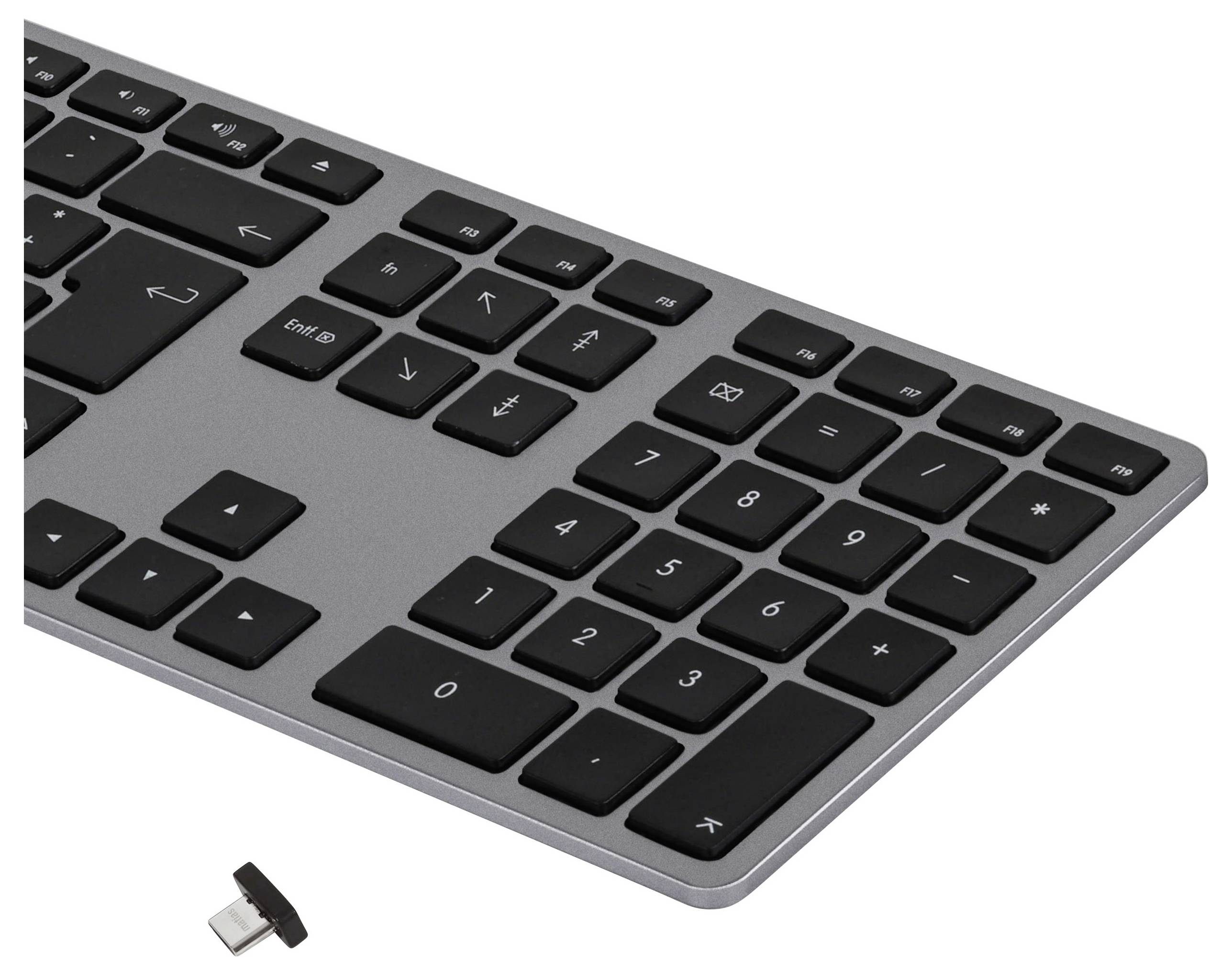 Matias FK418DCB-DE Wireless USB-C® Aluminum Keyboard for Mac bezdrátový klávesnice německá, QWERTZ, Macintosh Space Grau-2