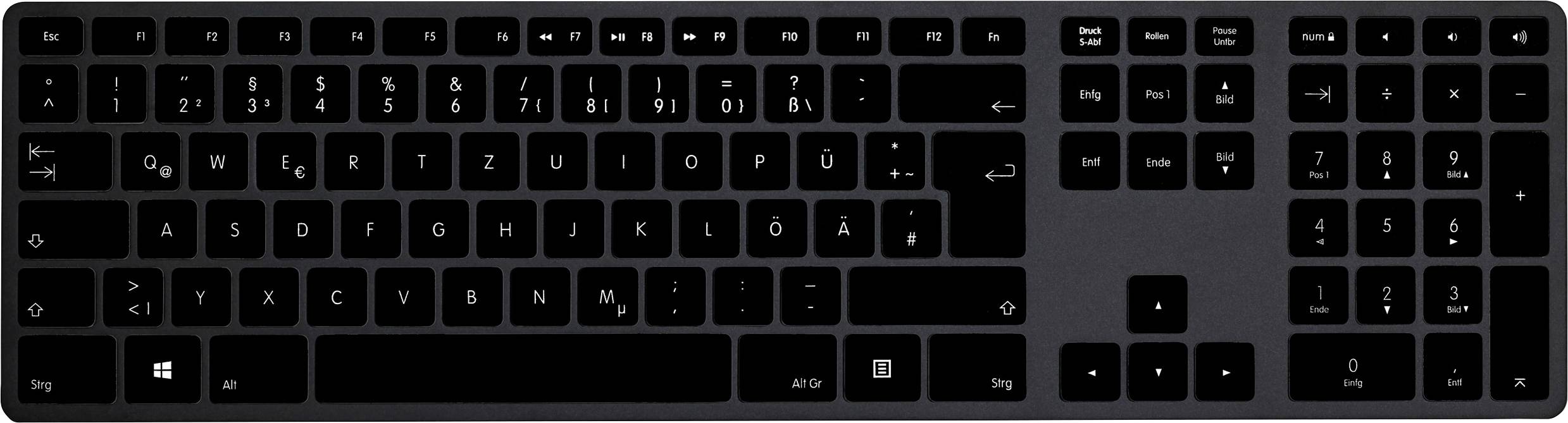 Matias FK418PCDCBB-DE Wireless USB-C® Aluminum Keyboard bezdrátový klávesnice německá, QWERTZ černá-0