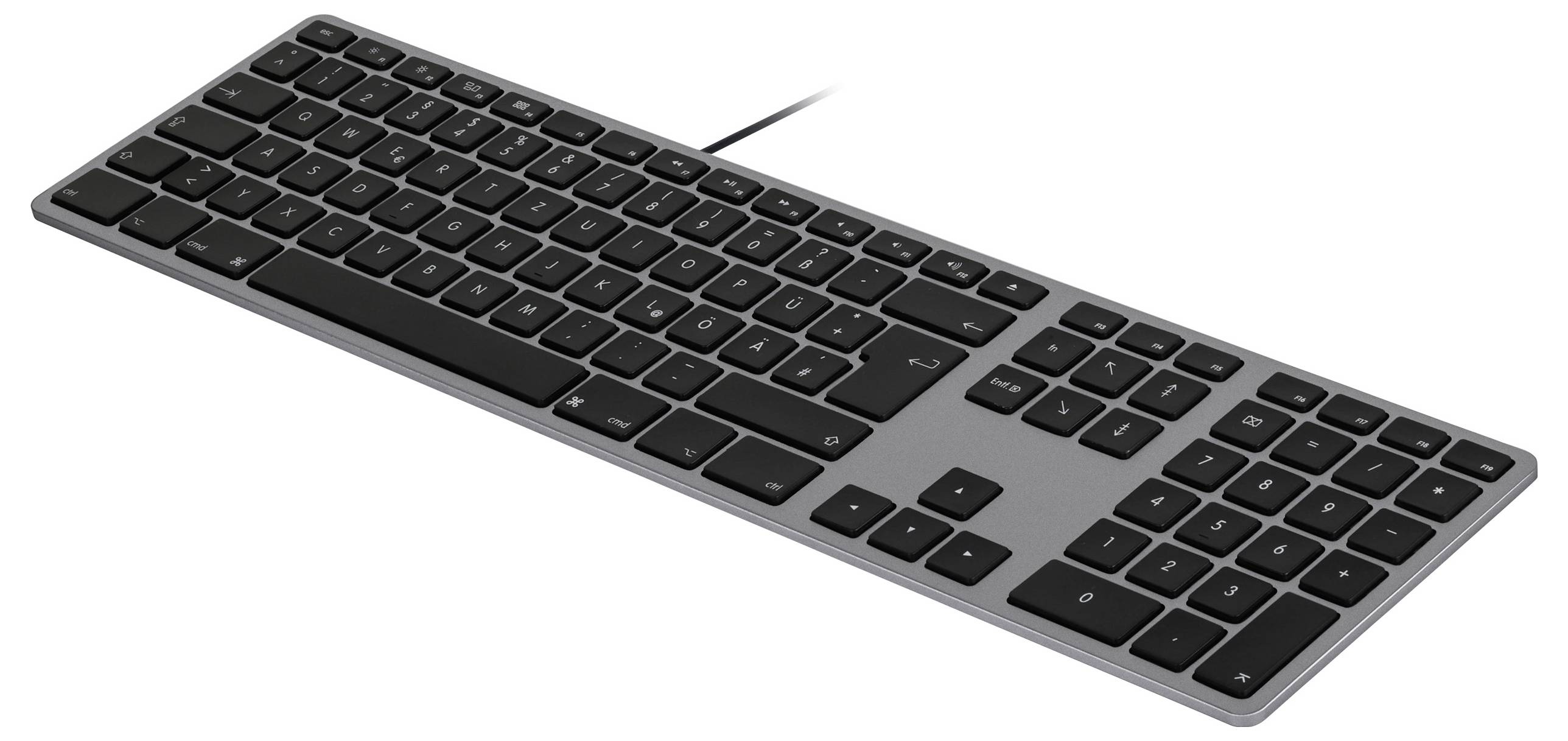 Matias FK318B-DE Wired Aluminium Keyboard for Mac USB klávesnice německá, QWERTZ, Macintosh vesmírná šedá-1