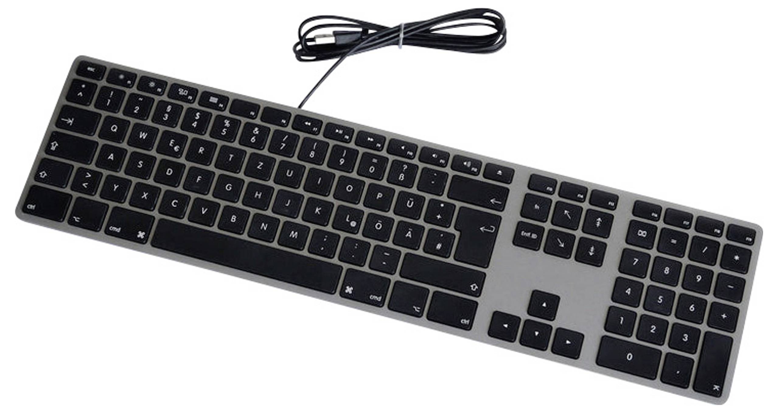 Matias FK318B-DE Wired Aluminium Keyboard for Mac USB klávesnice německá, QWERTZ, Macintosh vesmírná šedá-3