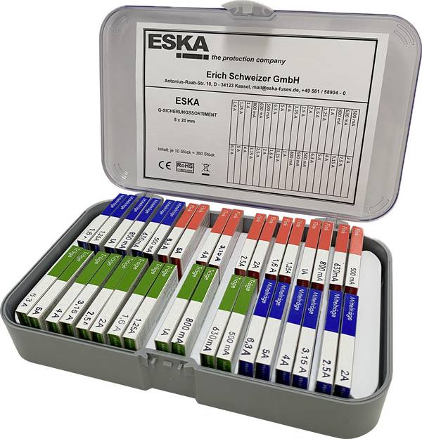 ESKA  E3523.801    nabídka pojistek  (Ø x d) 5 mm x 20 mm        Množství 360 ks  Package