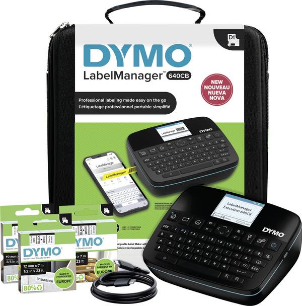 DYMO LabelManager tiskárna štítků vhodné pro pásky: D1 6 mm, 9 mm, 12 mm, 19 mm, 24 mm