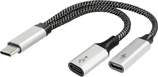 Maxtrack USB-C® adaptér [1x USB-C® zástrčka - 2x USB-C® zásuvka (nabíjení), USB-C® zásuvka]  14.5 cm