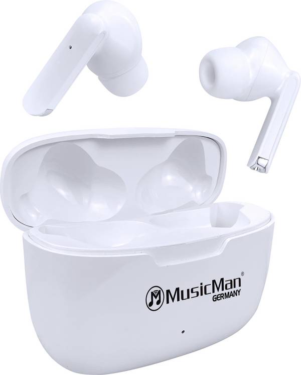 Music Man BT-X63  Headset do uší (In Ear) Bluetooth® stereo bílá  headset, Nabíjecí pouzdro, dotykové ovládání telefon