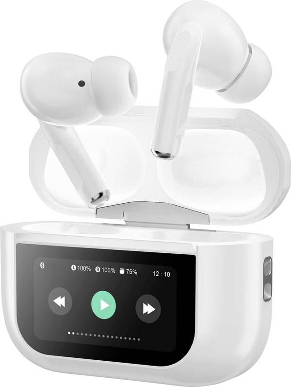 Music Man BT-X72  Headset do uší (In Ear) Bluetooth® stereo bílá Potlačení hluku Indikátor nabití, headset, Nabíjecí pouzdro, regulace hlasitosti, dotykové ovládání