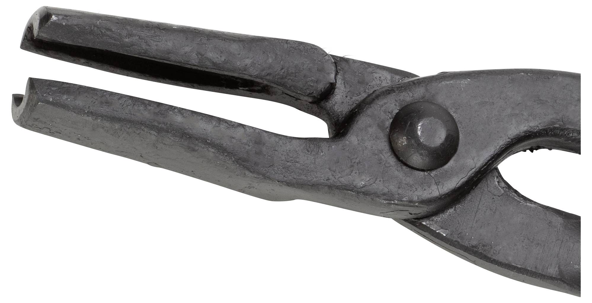 Černé kovové kleště, které jsou částečně otevřené.