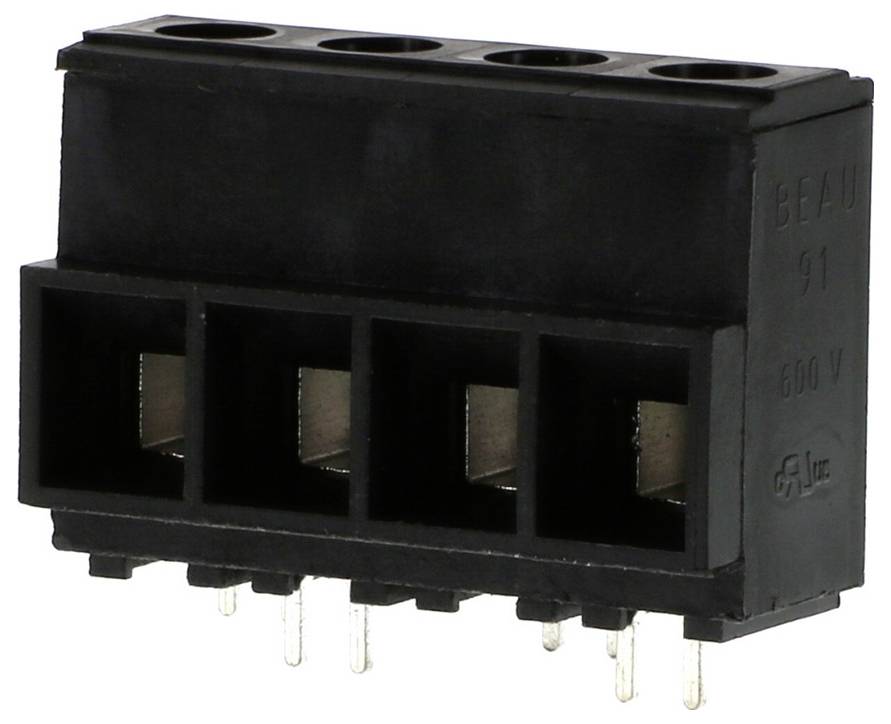 Černý elektrický konektor s pěti zásuvnými místy a několika připojovacími kolíky, vhodný pro 800 V.