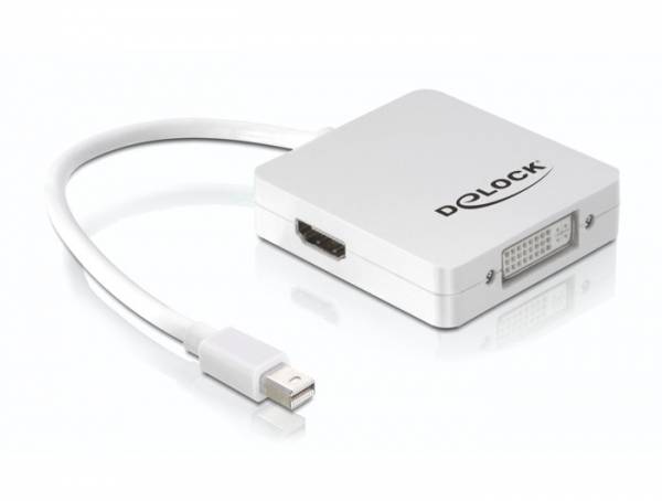 Delock 61768 DisplayPort / HDMI / DVI adaptér [1x mini DisplayPort zástrčka - 1x zásuvka DisplayPort, HDMI zásuvka, DVI zásuvka 24+5pólová] bílá  0.24 m