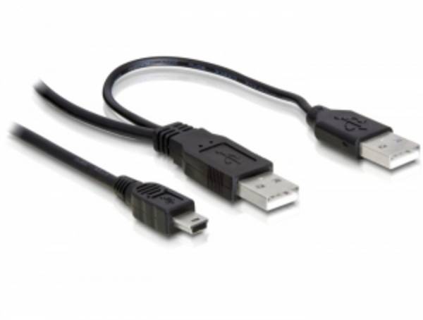 Delock USB kabel USB 2.0 USB-A zástrčka, USB-A zástrčka, USB Mini-B zástrčka 1.00 m černá 82447