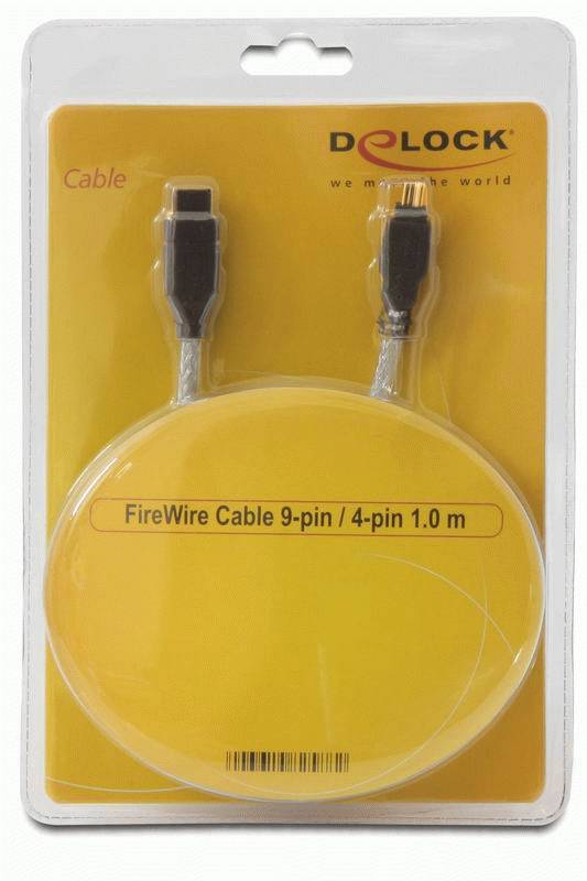 Delock Firewire kabel [1x firewire (400) zástrčka 4pólová - 1x firewire (800) zástrčka 9pólová] 1 m šedá-2