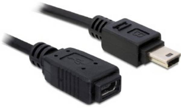 Delock USB kabel USB Mini-B zástrčka, USB-Mini-B zásuvka 1.00 m černá 82667
