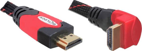 Delock HDMI kabel Zástrčka HDMI-A 2 m černá, červená 82686 kulatý, 4K UHD, kroucený , pozlacené kontakty HDMI kabel