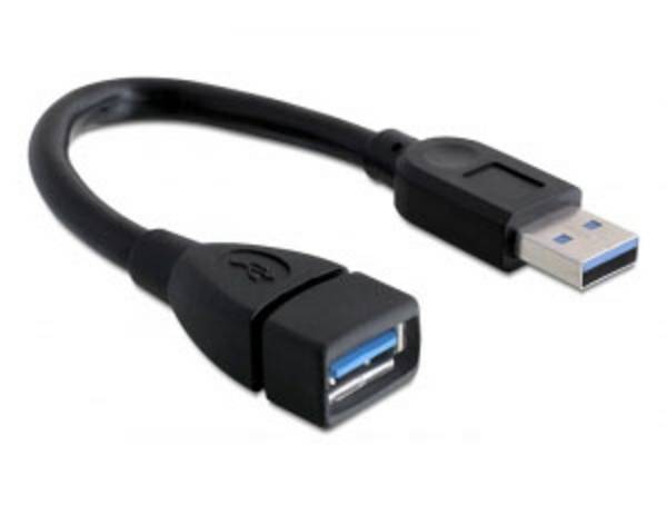 Delock USB kabel USB 3.0 USB-A zástrčka, USB-A zásuvka 0.15 m černá 82776