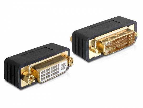 Delock 65298 DVI adaptér [1x DVI zástrčka 24+5pólová - 1x DVI zásuvka 24+5pólová] černá pozlacené kontakty