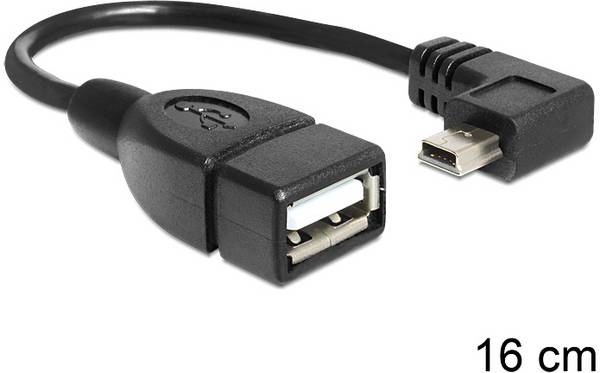 Delock USB kabel USB 2.0 USB Mini-B zástrčka, USB-A zásuvka 0.16 m černá s funkcí OTG 83245