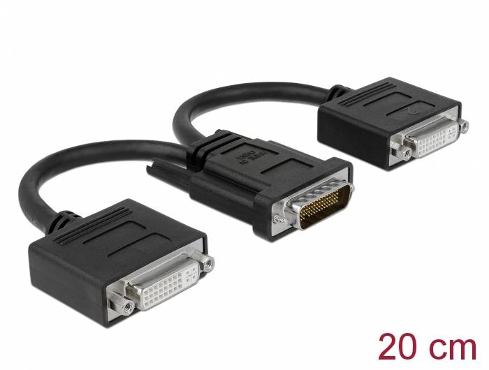 DVI rozbočovací kabel se dvěma konektory, dlouhý 20 cm. Pro současné připojení jednoho DVI výstupu ke dvěma DVI monitorům.