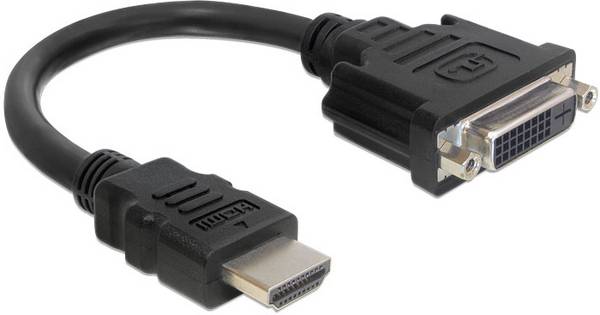 Delock 65327 HDMI / DVI adaptér [1x HDMI zástrčka - 1x DVI zásuvka 24+5pólová] černá  0.20 m